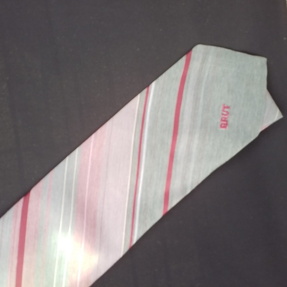 TIE Stripe Grey Burgundy BRUT Embroidered - Picture 2 of 6